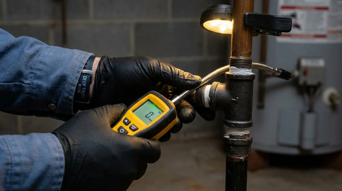 Gas leak detection with electronic sniffer by Johns Plumbing LLC in Florida