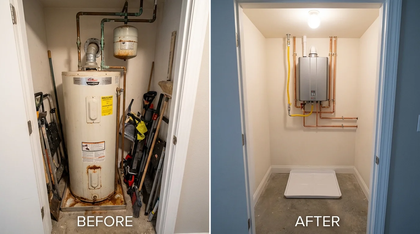 Tank water heater versus wall-mounted tankless unit comparison for Florida, NY homeowners